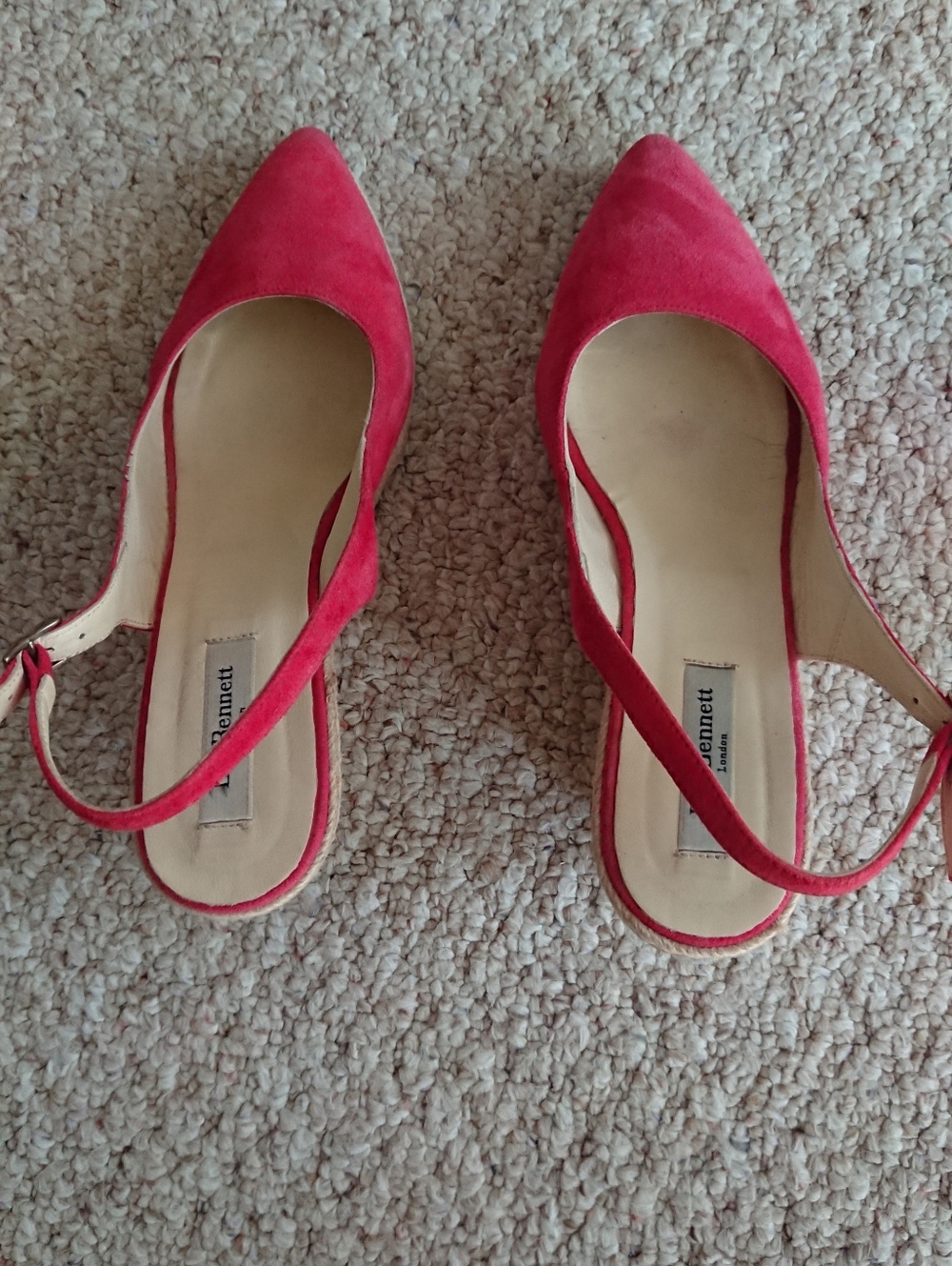 LK Bennett Bethany red Suede Pointed Slingback espadrille size 9 - Picture 3 of 13